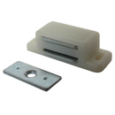 LOQUETEAU MAGNETIQUE RECTANGULAIRE 4KG PLASTIQUE BLANC 13X45X17 - BLISTER DE 2